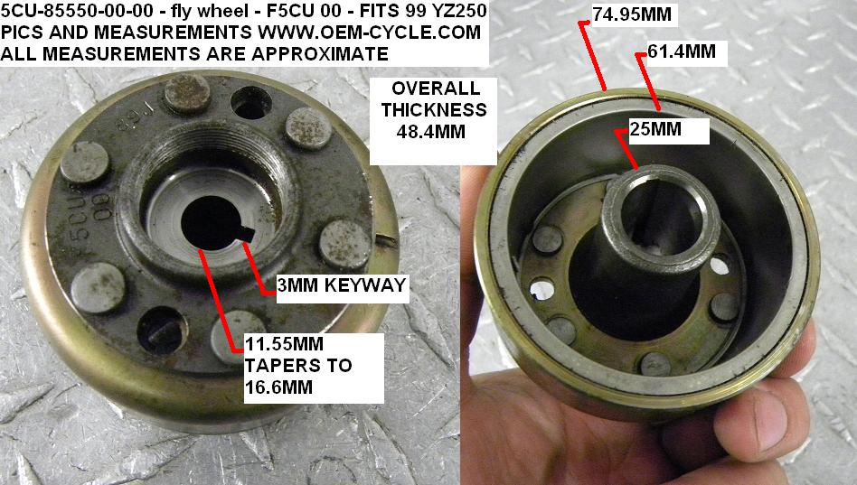 5CU-85550-00-00 - fly wheel - F5CU 00 - FITS 99 YZ250 PICS AND MEASUREMENTS.JPG