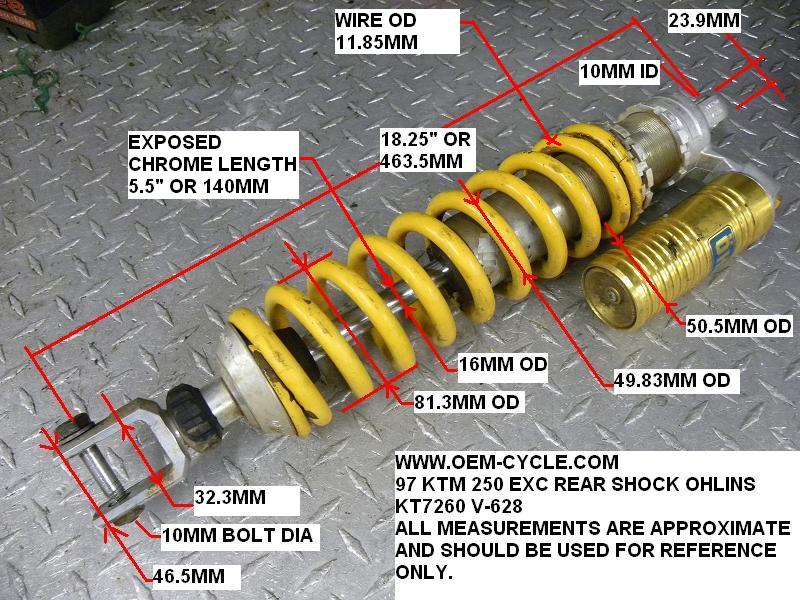 97 KTM 250 EXC REAR SHOCK OHLINS KT7260 V-628.JPG