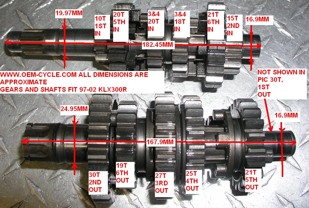 KLX300R KAWASAKI 1997 TRANSMISSION MEASUREMENTS OEM-CYCLE.JPG