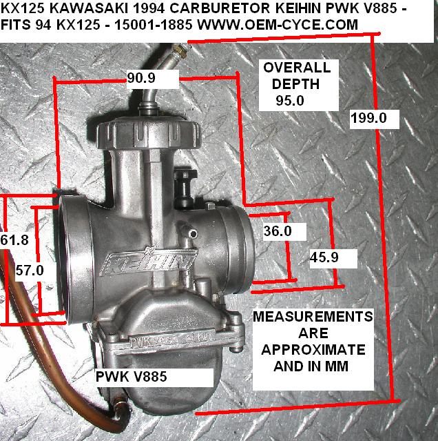 KX125 KAWASAKI 1994 CARBURETOR KEIHIN PWK V885 - FITS 94 KX125 - 15001-1885.JPG