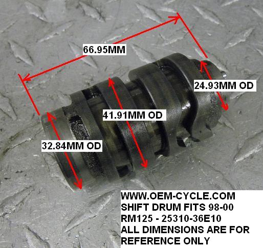 OEM-CYCLE.COM 25310-36E10 98-00 RM125 SHIFT DRUM MEASUREMENTS.JPG